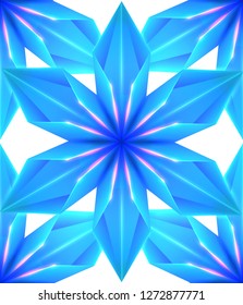 Blue seamless ice texture of snowflakes on white background. Vector pattern for wrapping paper, fabrics, backgrounds and your creativity.