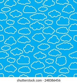 blue seamless illustration pattern of linear clouds wallpaper