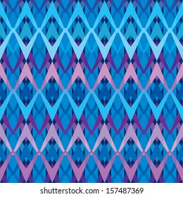 Blue seamless inlay of poly lines. Winter motifs.