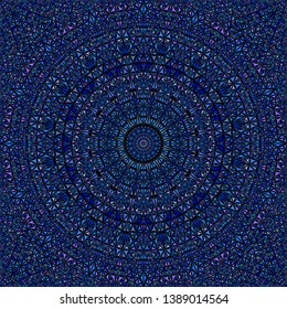 Blue seamless kaleidoscope pattern background - abstract symmetrical vector mandala wallpaper illustration from curved shapes