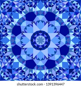 Blue seamless kaleidoscope pattern background design - abstract ethnic vector wallpaper graphic from triangles