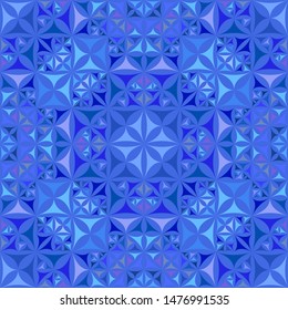 Blue seamless kaleidoscope pattern background design - abstract geometrical vector wallpaper graphic from curved shapes