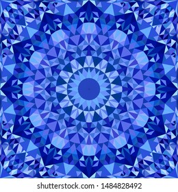 Blue seamless kaleidoscope pattern background - abstract geometric vector mandala wallpaper graphic with triangles