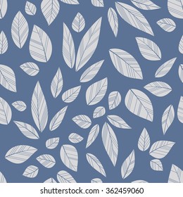 blue seamless leaves background