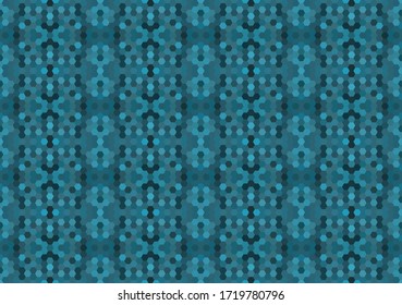 Blue seamless mosaic pattern. Abstract hexagon background for wallpaper, backdrop, banner, template, illustration, fabric and other applications. Vector.