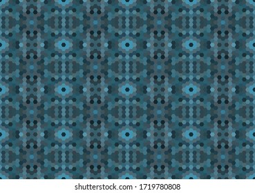 Patrón azul de mosaico sin fisuras. Fondo hexagonal abstracto para papel pintado, fondo, banner, plantilla, ilustración, tela y otras aplicaciones. Vector.