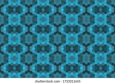 Blue seamless mosaic pattern. Abstract hexagon background for wallpaper, backdrop, banner, template, illustration, fabric and other applications. Vector.