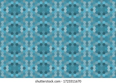 Blue seamless mosaic pattern. Abstract hexagon background for wallpaper, backdrop, banner, template, illustration, fabric and other applications. Vector.