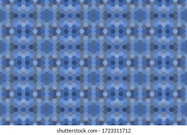 Patrón azul de mosaico sin fisuras. Fondo hexagonal abstracto para papel pintado, fondo, banner, plantilla, ilustración, tela y otras aplicaciones. Vector.