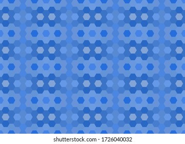 Blue seamless mosaic pattern. Abstract hexagon background for wallpaper, backdrop, banner, template, illustration, fabric and other applications. Vector.