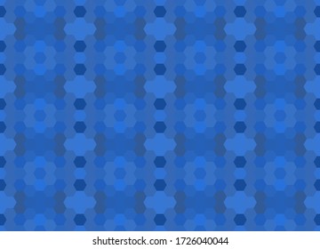 Blue seamless mosaic pattern. Abstract hexagon background for wallpaper, backdrop, banner, template, illustration, fabric and other applications. Vector.