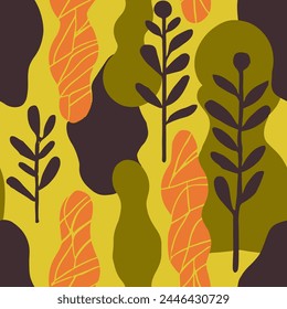 Blue Seamless Nature Branch Element Design. Black Repetitive Creative Modern Artwork, Seamless Pattern. Hippie Seamless Fashion Palm Shape Print. 