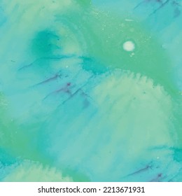 Blue Seamless Ocean. Green Ocean Background. Sea Subtle Vector Painting. Water Watercolor Abstract Repeat. Green Elegant Pattern. Sea Seamless Background. Soft Watercolor Background. Water Art Paint.
