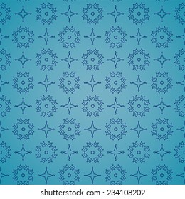 Blue seamless ornament, blue background. 