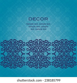 Blue seamless ornament, blue background.