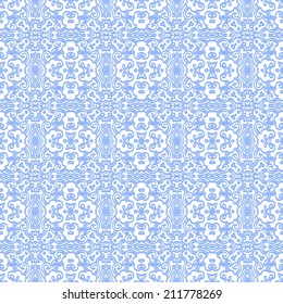 Blue seamless ornamental vector texture, laced pattern