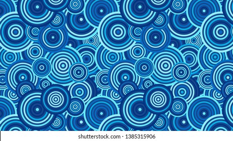 Blue Seamless Overlapping Concentric Circles Background Pattern Vector