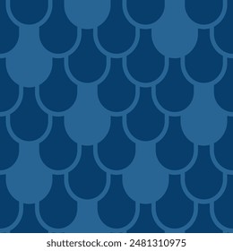 Blue seamless pattern, abstract fish scales. For printing on fabric, wrapping paper, web banners, wallpapers, backdrops. Vector 