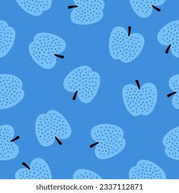 Patrón transparente azul con manzanas azules