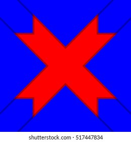 Blue seamless pattern with arrows, red cross on blue background