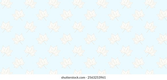 Blue seamless pattern with autumn maple leaves