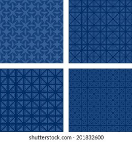 Blue seamless pattern background set - vector version