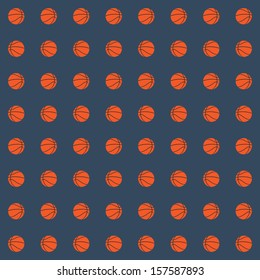 Blue seamless pattern with basketball balls