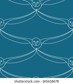 Blue seamless pattern with bird