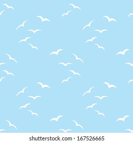blue seamless pattern with birds