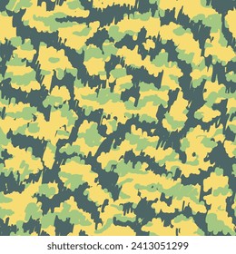 Blue  Seamless Pattern. Brown Seamless Urban Vector Illustration. Light Repeated Camo Graphic Design. Bright Seamless Summer Vector Artwork. Camouflage Background