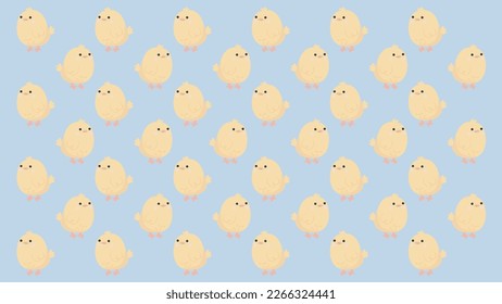 Blue seamless pattern with chickens for Easter holiday