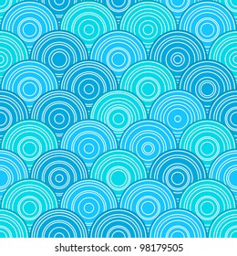 Blue Seamless Pattern with Circles in Line. Vector Illustration