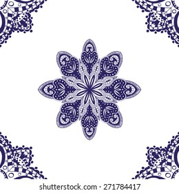 Blue seamless pattern. Design for dutch tile, background, textile