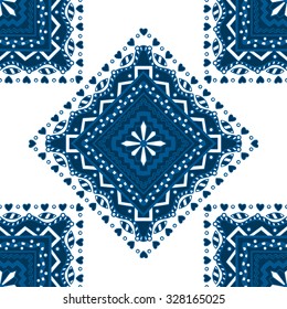 Blue seamless pattern. Design for dutch tile, background, textile