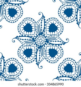 Blue seamless pattern. Design for dutch tile, background, textile