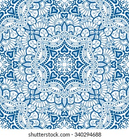 Blue seamless pattern. Design for dutch tile, background, textile