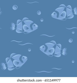 blue seamless pattern with fishes