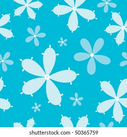 blue seamless pattern with flowers