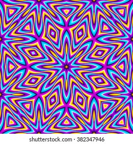 Blue seamless pattern with flowers (motion illusion)