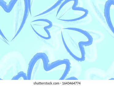 Blue seamless pattern with frozen hearts on a light background. Abstract print with a symbol of unrequited love. EPS10 vector illustration