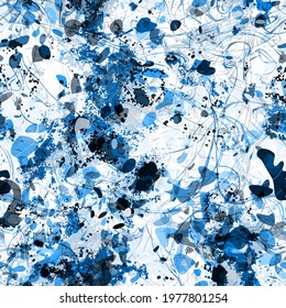Blue seamless pattern with holes and threads. Winter mood. Abstract vector background for web page, banners backdrop, fabric, home decor, wrapping