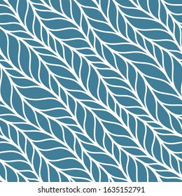 Blue seamless pattern with interweaving of braids. Abstract ornamental background in form of a knitted fabric. Stylized textured yarn or hairstyle close-up