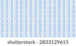 Blue seamless pattern with irregular stripes and tiny hearts. Hand drawn vertical lines background. Coquette print for wrapping paper, textile and fabric. Vector illustration