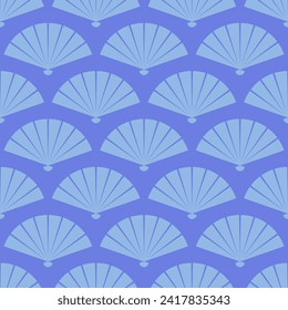 Blue seamless pattern with japanese fan