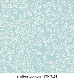 blue seamless pattern with leaves