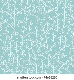 blue seamless pattern with leaves ornament