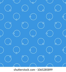 Blue seamless pattern made with captive ring or captive hoop linear icons. Vector minimal background