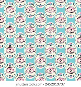 blue seamless pattern with magical eyes