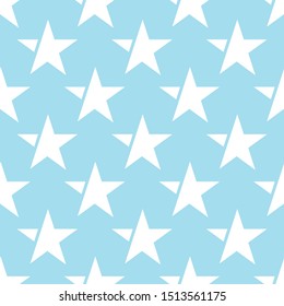 blue seamless pattern with many white big star. vector
