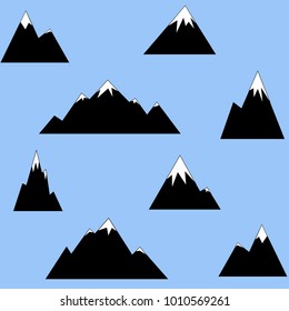 Blue seamless pattern with mountains. Vector illustration, background. It can be used for the design of clothing, sweatshirts, socks, T-shirts. Can be used as a print for textiles. This pattern is perf